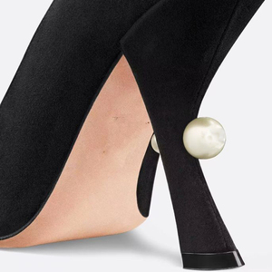 Women Sexy Pointed Toe Flock <b>Shoes</b> High <b>Hook</b> Peal Heels Big Size 46 Sandals Dress Stiletto Wide Fit Pumps - Product Image 6