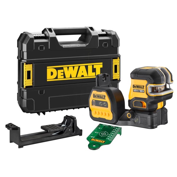 Dewalt-Niveau laser horizontal à lumière verte, lignes verticales résistantes, 3 côtés x 360, extérieur, batterie au lithium 12V, DW089LG  1420