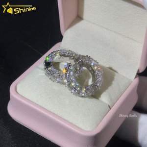 Big Diamond Shining 5MM Luxury Hip Hop <strong>Earrings</strong> S925 <strong>Sterling</strong> <strong>Silver</strong> Iced Out Stud Moissanite <strong>Huggie</strong> <strong>Earrings</strong> for Women Men - Product Image 3