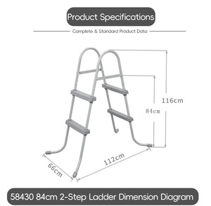 Échelle de <span class=keywords><strong>piscine</strong></span> à 2 marches 58430, hauteur 84 cm, gris, acier et PVC, accessoire de <span class=keywords><strong>piscine</strong></span> léger - Product Image 3