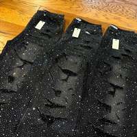 Jean évasé vintage délavé à boutons - Style automne unisexe avec strass
