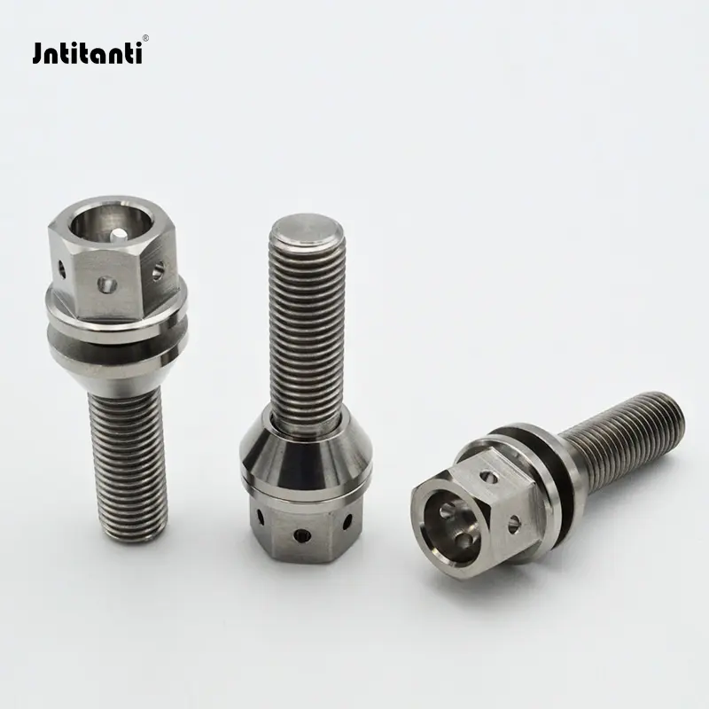 Jntitanti 17mm Hex 60 Graus Cone Assento livre de arruela Gr.5 Titanium parafuso da roda do carro cubo M14x1.25mm para BMW MINI