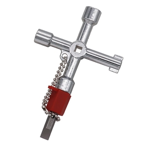 DIHAO Outil multifonction pour plombiers, clé 4 voies pour boîtier de compteur gaz/électricité, outil de plomberie pour radiateur, clés de gaz et d'eau pour plombiers, neuf - Product Image 1