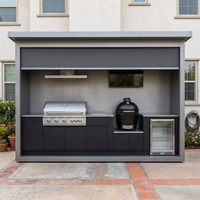 Nouvel ensemble de cuisine extérieure en acier inoxydable avec volets roulants, design écologique, pour jardin, avec abri fermable