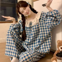 Conjunto de Pijama para Mujer, Diseño de Nubes, Manga Larga, Cintura Elástica Suave, para Primavera/Otoño, ODM China