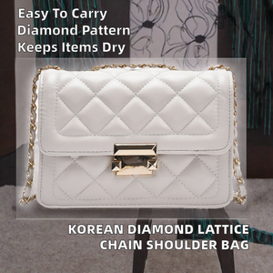 Sac à bandoulière pour femme en maille diamantée coréenne, léger, imperméable, avec chaîne, pour usage extérieur, capacité 3L+, en PU - Product Image 2