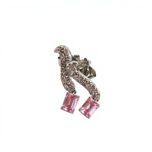 SARVOTTAM Starlit Serpent Fine Jewelry Pink Sapphire Minimalist <b>Drop</b> Earrings in 9KT Gold - Product Image 1