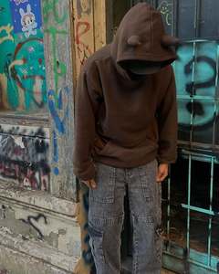 Felpe <span class=keywords><strong>con</strong></span> <span class=keywords><strong>Cappuccio</strong></span> Casual Personalizzate da Uomo, Pullover in Cotone Pesante <span class=keywords><strong>con</strong></span> Corno - Product Image 4