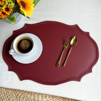Set de table en similicuir, style vintage européen nordique, isolant thermique, imperméable, anti-taches, forme irrégulière, lavable