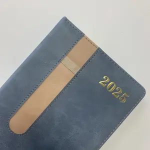Competitive Price Hot Sale 2025 Custom Hard cover leather Elastic band PU monthly daily yearly Journal Planner Notebook dairy