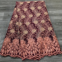 3806 Nouvelle dentelle suisse en voile de coton africain avec broderie florale en pierres pour vêtements féminins