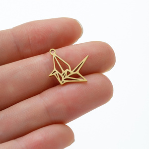 5 pcs/lot bricolage balancent breloques <span class=keywords><strong>Origami</strong></span> papier grues en acier inoxydable pendentif bricolage pour bijoux faits à la main en gros bibelot décoration - Product Image 4
