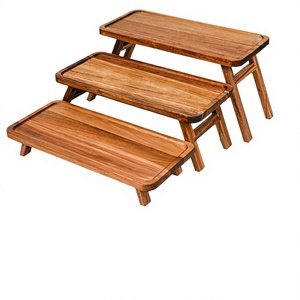 Étagère à gâteaux en bois à 3 niveaux, pliable, pour ranger les collations, les fruits, utilisation sur comptoir de cuisine ou de restaurant - Product Image 1