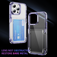 Étui de téléphone hybride antichoc avec porte-cartes de crédit, protection d'objectif d'appareil photo et support pour iPhone