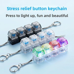 High-transparency Luminous Plastic Square Stress-relief <b>Toy</b> Mechanical <b>Keyboard</b> Keychain with 4-Key Button Cap - Product Image 1