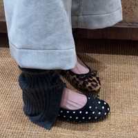 Escarpins à bout fermé à pois français pour femmes, nouvelle collection printemps 2026, élégants, rétro, imprimé léopard, ballerines à bout rond