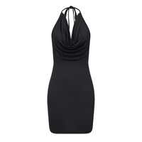 Nuevo verano Spaghetti Strap vestido sin espalda sin mangas Mini Split Sexy vestidos mujeres noche