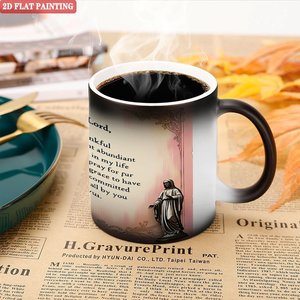 Heat Reveal Novelty Mug Frosted Black 11oz <b>Ceramic</b> Color Changing Coffee <b>Cup</b> - Product Image 5