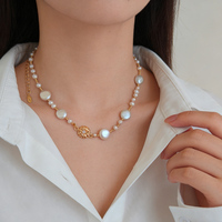 Nouveau Collier Tendance en Perles et Pierres Naturelles avec Chaîne de Prière en Argent Tibétain pour Femme