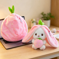 Peluche Lapin Fruité Créatif Deux-en-un, Mignon Lapin Transformable avec Fermeture Éclair, Jouet en Peluche Doux pour Commande en Gros