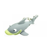 Porte-clés lumineux LED en forme de requin de dessin animé mignon avec son, mini lampe de poche en plastique en forme d'animal, breloques pour sac