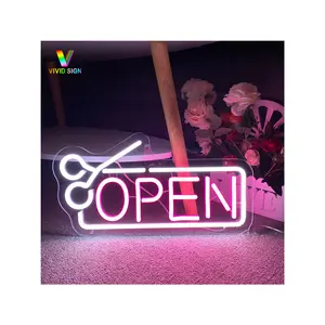 Insegna al neon del negozio di barbiere logo del salone personalizzato segnaletica al neon indoor outdoor open neon sign per la decorazione della parete