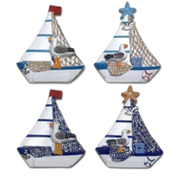 Aimant de réfrigérateur en résine en forme de bateau, souvenir nautique de la Méditerranée, collection de souvenirs touristiques de destination de plage, avec logo personnalisé