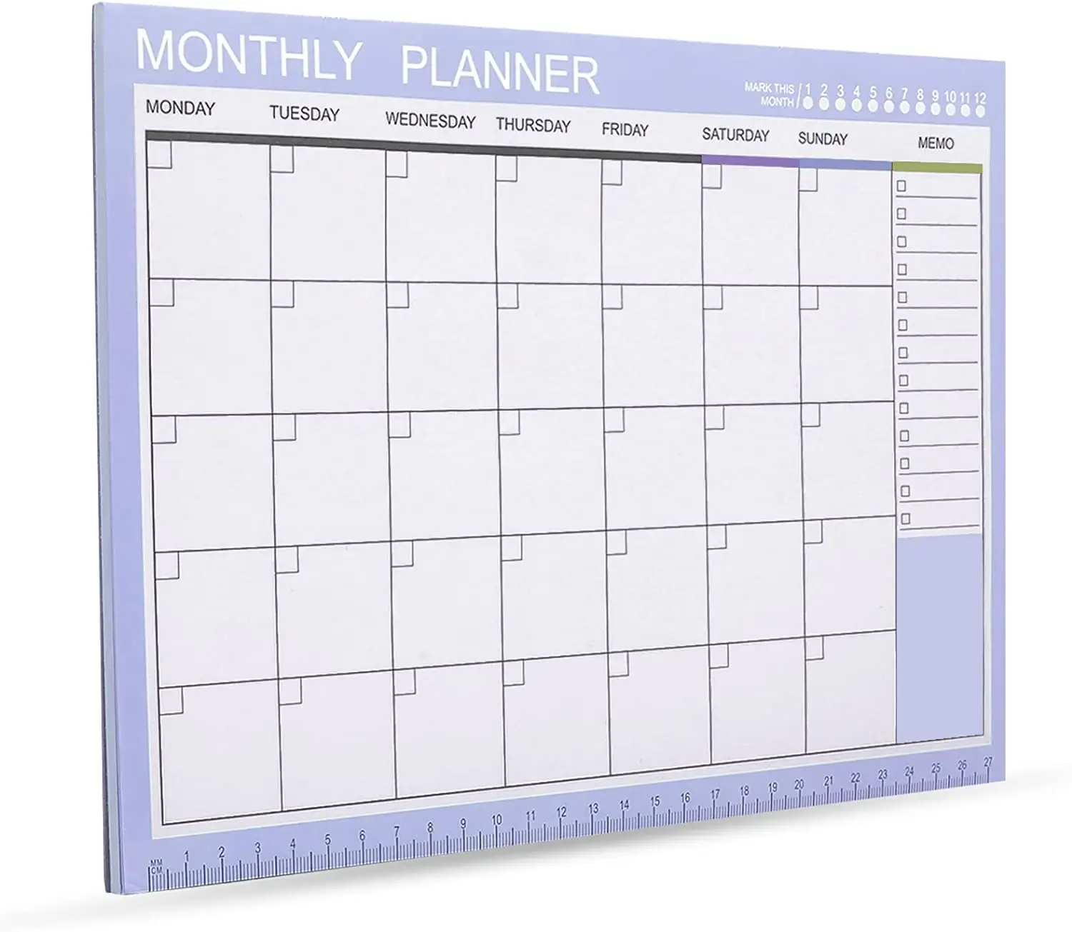 مخطط يومي غير مؤرخ لدفتر الملاحظات, لوحة تخطيط شهري أسبوعي مكونة من 54 ورقة ملونة للتمزق