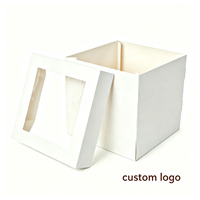 Boîte à gâteau pliable écologique, emballage en papier pliable avec fenêtre transparente, tailles personnalisées disponibles pour les gâteaux à emporter