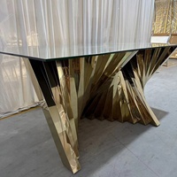 Neuer Stil Goldener Hochzeitstisch Rechteckiger Spiegeleinsatz Edelstahlmöbel