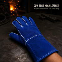 Gants de soudage WELDAS en cuir de vachette résistant à la chaleur, doublés de coton, avec couture renforcée à 3 lignes et couture sur le dos, pour le soudage