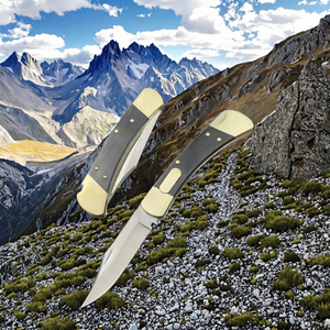 Navaja de Bolsillo Plegable TJ1100 de Alta Calidad con Mango de Cobre, Hoja de Acero con Alto Contenido de Carbono, Punta de Clip, Borde Plano, 6 Pulgadas, para Caza y Actividades al Aire Libre - Product Image 2