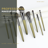 Nuevo Set de 9 Brochas de Maquillaje con Diversos Tipos de Cerdas Suaves y Mangos de Madera, Set de Herramientas de Belleza Todo en Uno