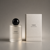 Botol Parfum Bulat OEM 30ml Dengan Logo Kustom, Botol Parfum Mewah Kosong 50ml dan Kotak, Botol Parfum Bulat Hitam Doff