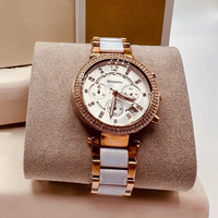 Montre pour femme en or rose avec bracelet en acier inoxydable, lunette en cristal, cadran rose brillant, montre-bracelet à quartz tendance pour soirée