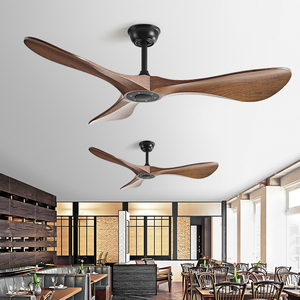 พัดลมเพดานทันสมัยพร้อมใบพัดไม้ ABS 3 ใบ มอเตอร์สีดำ รีโมทคอนโทรล ทำงานเงียบ สำหรับห้องนั่งเล่น ตกแต่งบ้าน - Product Image 1