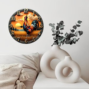 <b>Round</b> Wooden Wall Clock 25cm Silent Non Ticking Living Room Bedroom Hanging Clock - Product Image 4