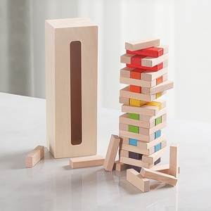 Yuming Blocs de construction en bois colorés miniatures, <span class=keywords><strong>jeu</strong></span> de puzzle empilable, <span class=keywords><strong>jeu</strong></span> de table familial, ensemble en boîte - Product Image 1
