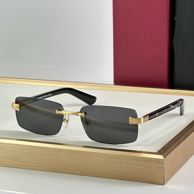 Brand New Luxury Retro Designer Sunglasses Small Square Rimless Gold Metal Frame UV400 Lenses Hot-Selling Fashionable Style
