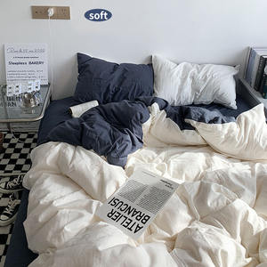 Juego de Funda Nórdica Teñida de Algodón 100% Lavable Estilo Ins de Color Sólido a Precio Barato al Por Mayor para <span class=keywords><strong>Cama</strong></span> de Hotel y Hogar - Product Image 6