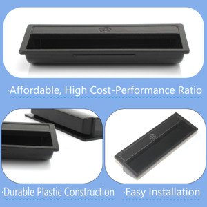 <strong>Black</strong> Kitchen Cabinet Closet <strong>Door</strong> Finger Pull Plastic Recessed Invisible Cupboard Sliding <strong>Door</strong> Pulls Handle - Product Image 2