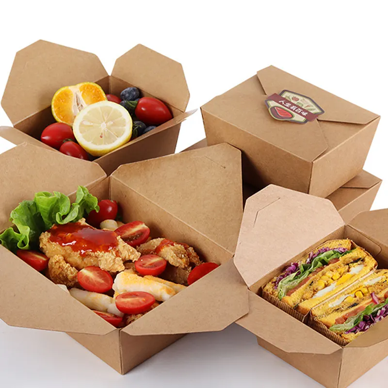 Disposable Takeaway Food Packaging Lunch Box Carton for Restaurant Emballage Alimentaire Made Coated Paper for Household Folders