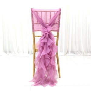 Vente en gros Chaise élégante de couleur unie Dossier Fil de lait Décor <span class=keywords><strong>Tulle</strong></span> Tissu décoratif Hôtel Conférence Fête de mariage Banquet en plein air - Product Image 1