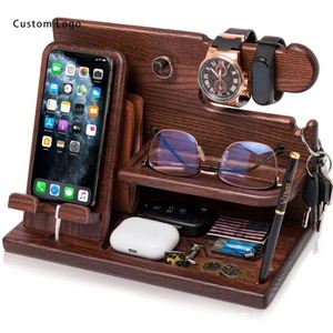 Exclusivo Soporte de Madera para Reloj con Soporte para Teléfono Celular y Regalo Empresarial Personalizado - Product Image 1