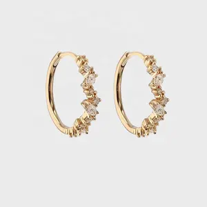LOZRUNVE Trendy Fashion Jewelry Manufacturer Flower Gold Vermeil Marquise CZ Cluster Huggie Hoop Earring