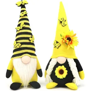 Bumble Bee Flower Gnome Plush Dolls Faceless Rudolph Dwarf Doll Window Hanging Decorations