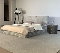 Lit double sans cadre en mousse compressée sous vide, moderne et confortable, taille Queen/King, avec cadre en tissu et fonction canapé-lit pivotant – Vente en gros