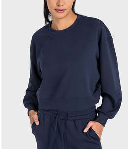 Camiseta Deportiva de Alta Calidad para Mujer DAW015, Camiseta de Manga Larga con Logotipo Personalizado, Camisetas de Algodón, Sudadera Holgada con Cuello Redondo - Product Image 2