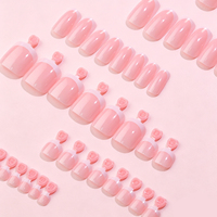 Kit de 48 faux ongles français carrés blancs à bords brillants, réutilisables, pour manucure et pédicure, pour salon