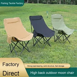 Hoge Rugleuning Draagbare Klapstoel Metalen Outdoor Maanstoel Voor Strandkamperen Vissen Voor Comfortabele Ontspanning - Product Image 2